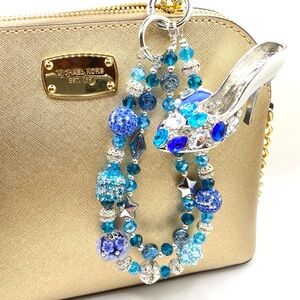 💙🩷Luxury Bag/Phone Chain Charm/Keychain Rhinestone High-Heel Shoe Brooch Crystal